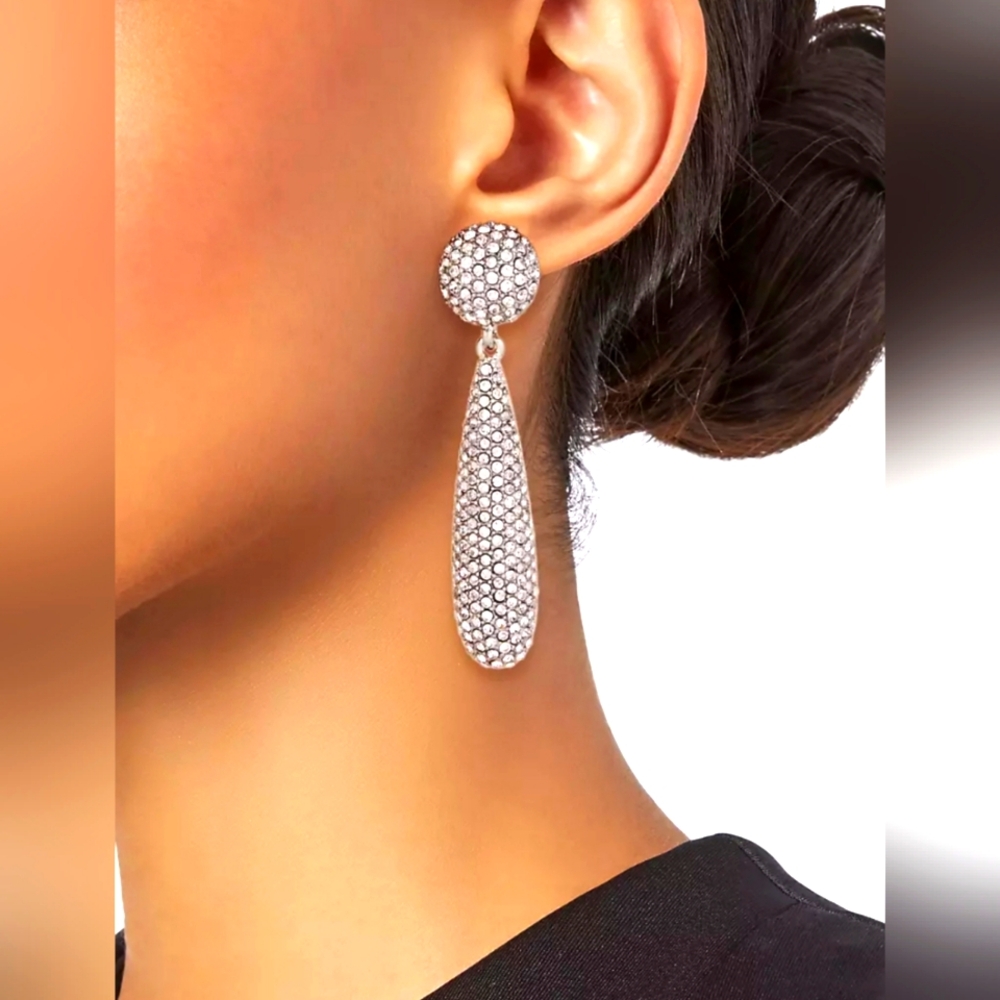 🎀VTG Pave Crystal Rhinestone Drop Earrings🎀